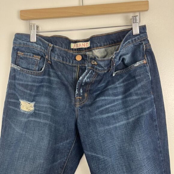 J Brand Aidan Ringer Boyfriend Low-Rise Dark Blue Distressed Jeans - Picture 6 of 13